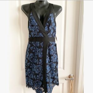 NWT Harlyn Blue and Black Lace Dress Sz M